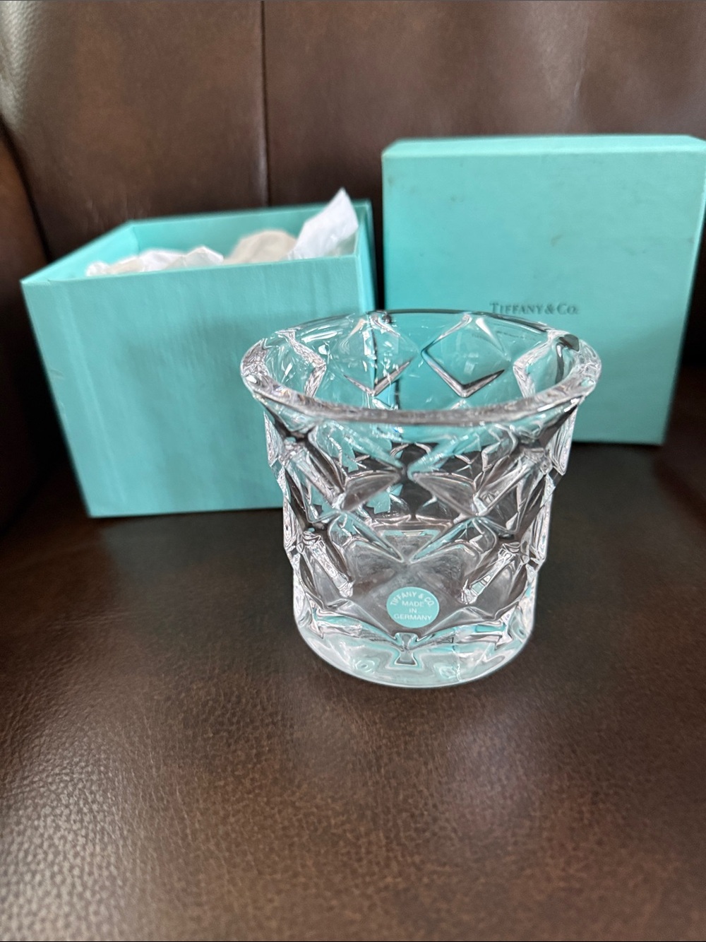 Tiffany & Co. New diamond cut crystal votive candle holder